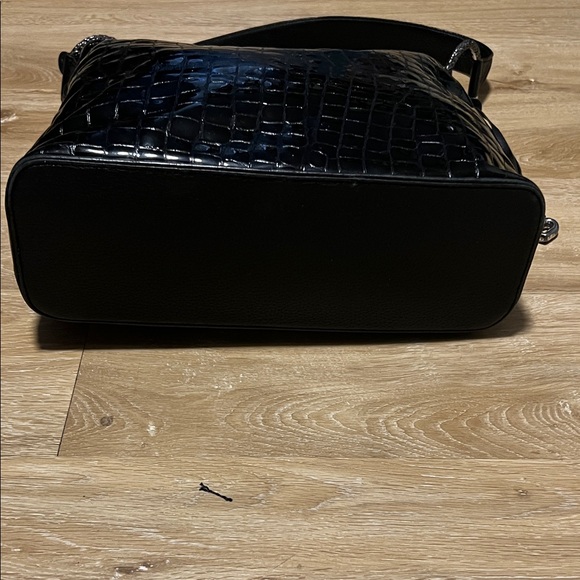 Brighton Black Crocodile-Pattern Shoulder Bag